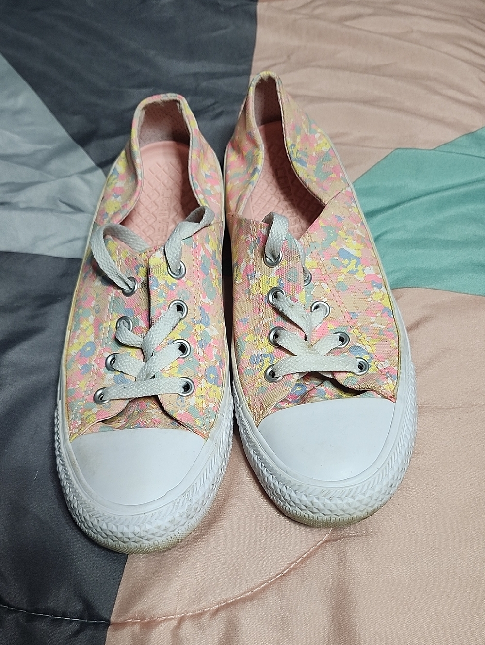 Converse Pink Floral Lace-Up Sneakers